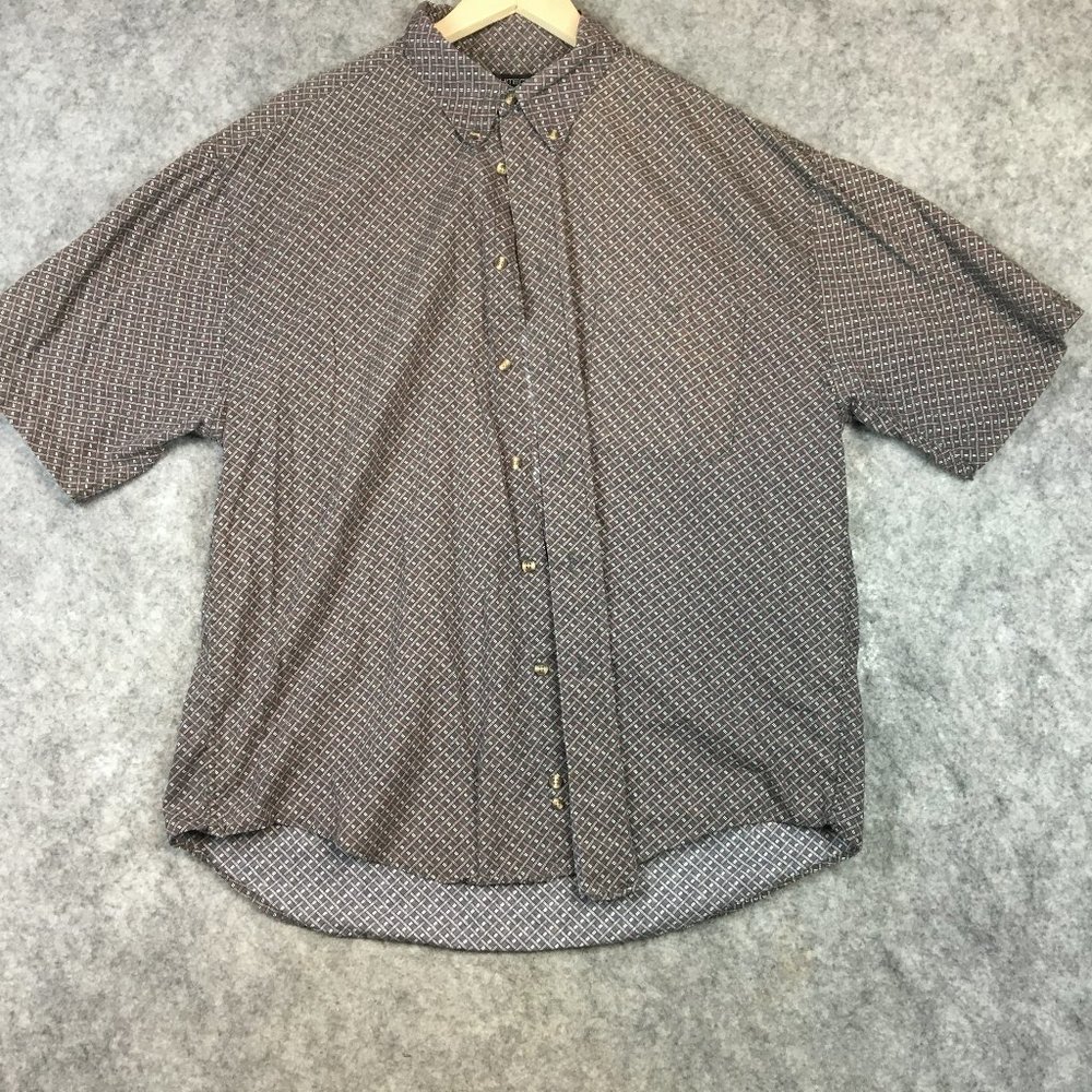 Architect Button Shirt XL Mens Geometric Print Short Sleeve Business Casual